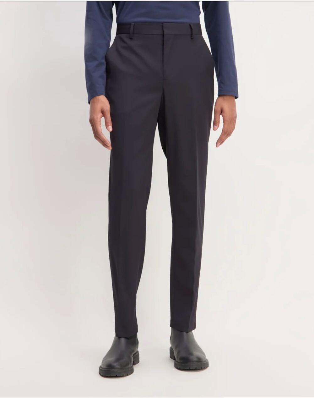 EVERLANE Men's Italian Wool Dress Pants 35x32 Navy Blue Flat Front NWT